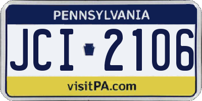 PA license plate JCI2106