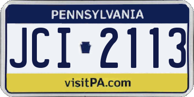 PA license plate JCI2113
