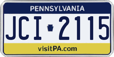 PA license plate JCI2115