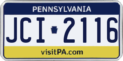 PA license plate JCI2116