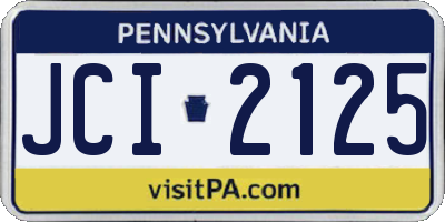 PA license plate JCI2125