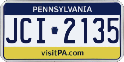 PA license plate JCI2135