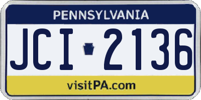 PA license plate JCI2136