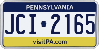 PA license plate JCI2165