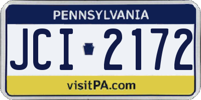 PA license plate JCI2172
