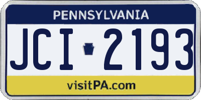 PA license plate JCI2193