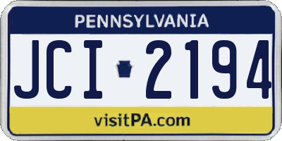 PA license plate JCI2194