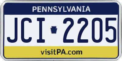 PA license plate JCI2205