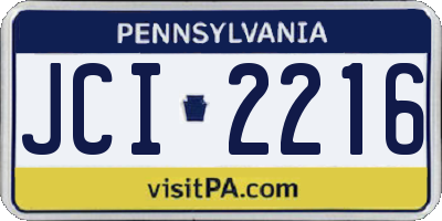 PA license plate JCI2216
