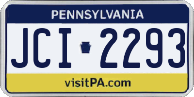 PA license plate JCI2293