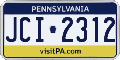 PA license plate JCI2312