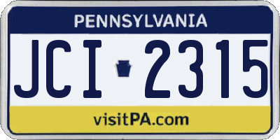 PA license plate JCI2315