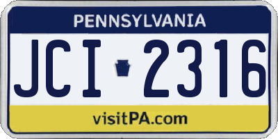 PA license plate JCI2316