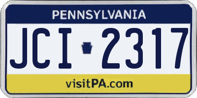 PA license plate JCI2317