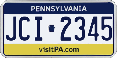 PA license plate JCI2345