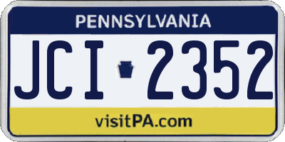 PA license plate JCI2352