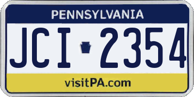 PA license plate JCI2354
