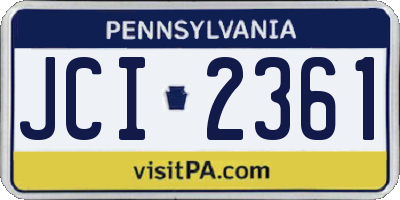 PA license plate JCI2361