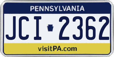 PA license plate JCI2362