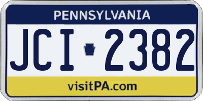 PA license plate JCI2382