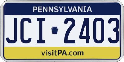 PA license plate JCI2403