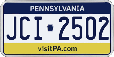 PA license plate JCI2502