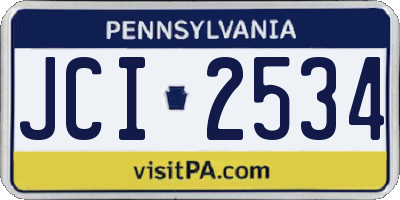 PA license plate JCI2534