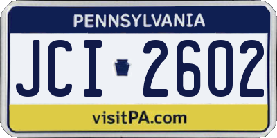 PA license plate JCI2602