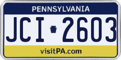 PA license plate JCI2603