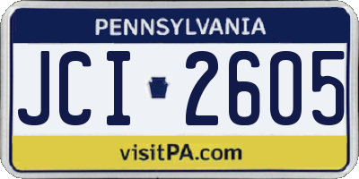 PA license plate JCI2605