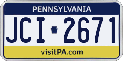 PA license plate JCI2671
