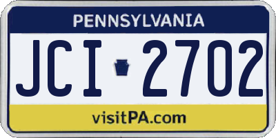 PA license plate JCI2702
