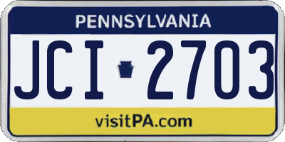 PA license plate JCI2703