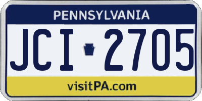 PA license plate JCI2705