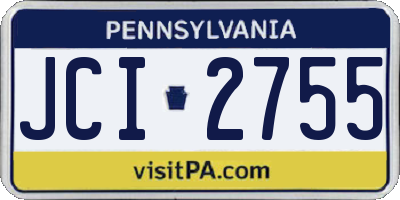PA license plate JCI2755