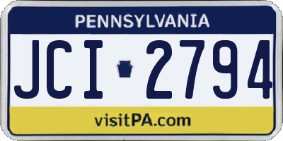 PA license plate JCI2794