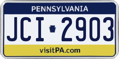 PA license plate JCI2903