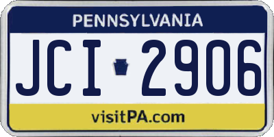 PA license plate JCI2906