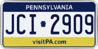 PA license plate JCI2909