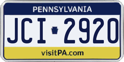 PA license plate JCI2920