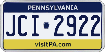 PA license plate JCI2922