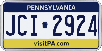 PA license plate JCI2924