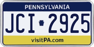 PA license plate JCI2925