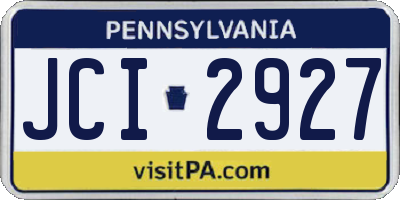 PA license plate JCI2927