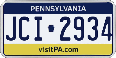 PA license plate JCI2934