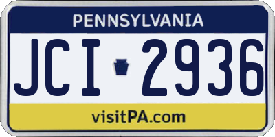 PA license plate JCI2936
