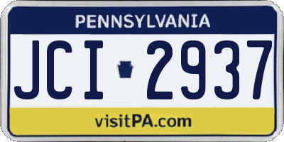 PA license plate JCI2937