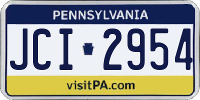 PA license plate JCI2954