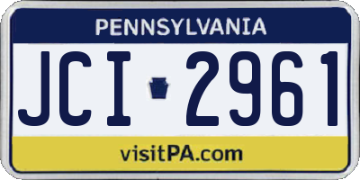 PA license plate JCI2961
