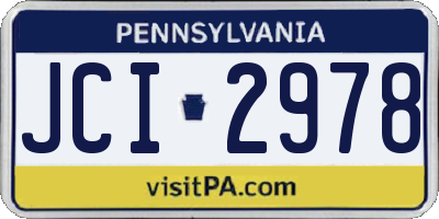 PA license plate JCI2978